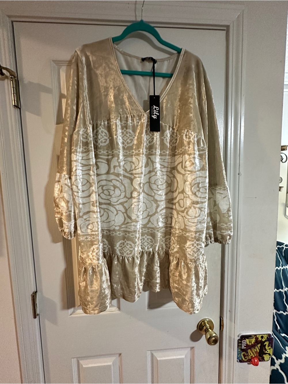 Lily Cream Velvet Floral Tunic Top